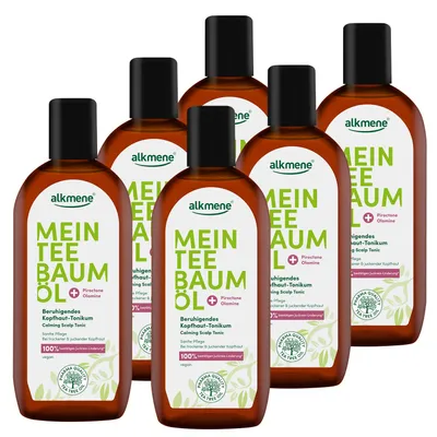 Produktbild von alkmene Mein Teebaumöl Kopfhaut Tonikum 6x 250 ml Juckreiz Linderung 100% bestätigt  - vegan - beruhigendes Haarwasser