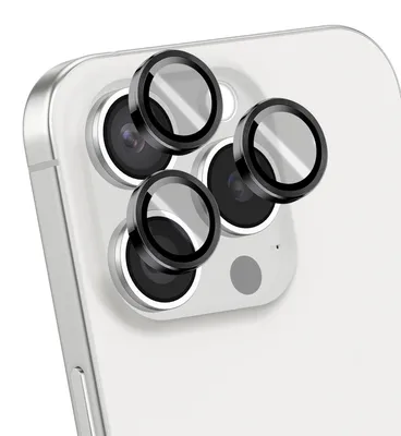 Zdjęcie produktu dla Osłona obiektywu aparatu BLUE STAR Easy Install, pasująca do iPhone'a 15 Pro / 15 Pro Max, czarna