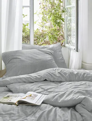 Zdjęcie produktu dla Zestaw pościeli Irisette Seersucker Easy 8514: 1 x poszewka na kołdrę 155 x 200 cm + 1 x poszewka na poduszkę 80 x 80 cm, kolor zielony