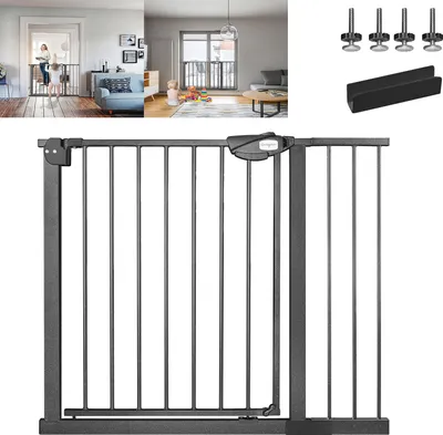 Produktbild von UISEBRT Treppenschutzgitter Ohne Bohren Treppengitter Türschutzgitter Türgitter Auto-Close 180° Für Baby Kinder 95-105cm Schwarz
