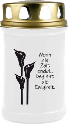 Produktbild von Grabkerze Weiß, Brenndauer: 48 Stunden, Motiv: Calla