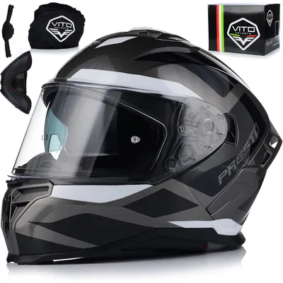Produktbild von Vito Presto Integralhelm mit Sonnenblende und Pinlock-Vorbereitung | Motorradhelm Integralhelm Sturzhelm | ECE R 22.06 | M (57-58 cm)