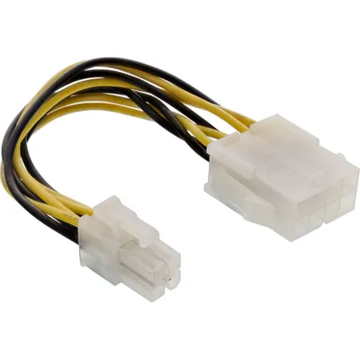 Produktbild von InLine Stromadapter intern, 8pol ATX2.0 Netzteil (EPS) zu 4pol ATX1.3 Mainboard, 0,15 m, Stecker, Buchse, Mehrfarbig, 13 g, 85 mm