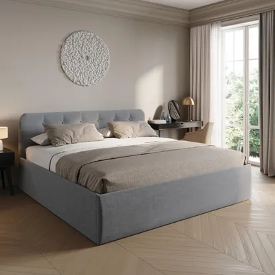 Produktbild von Home Collective Polsterbett 200x200 cm Doppelbett Bett mit verstellbarem Lattenrost & Bettkasten, gepolstertes Kopfteil,  Germany | Grau