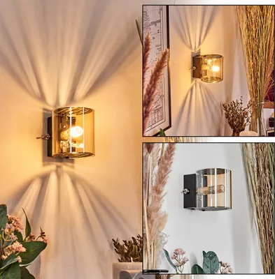 Produktbild von Hers Wandlampe aus Metall/Glas in Schwarz/Bernstein