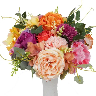 Produktbild von 4 Bündel Künstliche Blumen Pfingstrose Künstliche Hortensie Kunstblumen Rose Unechte Blumen Deko Blumenstrauß Tischdekoration Hochzeitssträuße für Party Home Decor