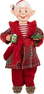 Produktbild von Clayre & Eef Weihnachtsdekorationsfigur Weihnachtsmann 13x10x28 cm Rot Textil