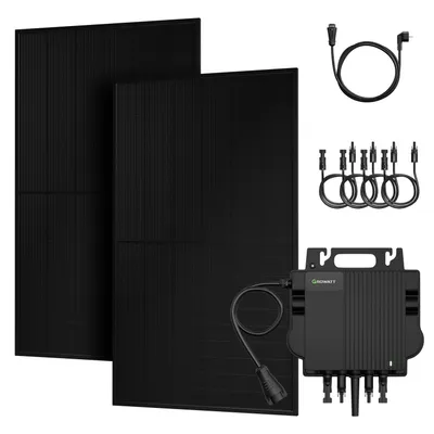 Produktbild von Powerness® Balkonkraftwerk mit Speicher 2x 500W PV Panel Bifazial Glas-Glas Solarmodule mit Growatt NEO-800M-X 800W Mikrowechselrichter