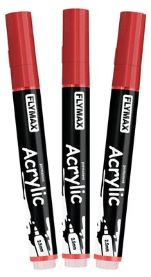 Produktbild von Marker Stifte Rot 2,5mm Permanent Acryl Wasserbasis Wasserfest Schnelltrocknend 3er Pack