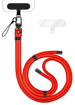 Produktbild von HoldMe Edition - Lanyard mit Karabiner Schwarz & 2 Pads - Universal Handykette Nylon Umhänge Band -  Neon Orange