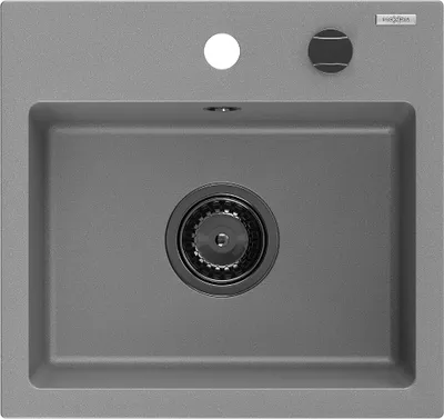 Zdjęcie produktu dla Mexen Milo zlewozmywak granitowy 1-komorowy 435 x 410 mm, szary, syfon czarny - 6505441000-71-B