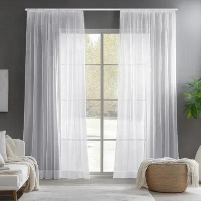 Produktbild von Transparente Gardinen mit Kräuselband 229x140 cm Weiß 2er Set