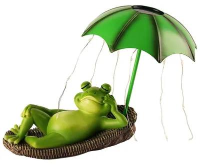 Solar-Froschfigur mit Schirm, wasserdicht, 20 cm, grün
