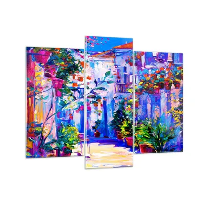 Produktbild von Bilder auf glas - Zuhause blumen straße himmel - 130x100cm - Glasbilder - Wandbilder - Kunstdruck - zum Aufhängen bereit - Wanddekoration aus Glas - Glas Bilder - Wandbild auf Glas - GCB130x100-2850