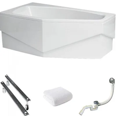 Produktbild von Aqua For You | Polimat Badewanne Marika - 140x80cm - mit Weiße Verkleidung - Antibakterielle Beschichtung - Asymmetrische Form - Links Seite - Acryl