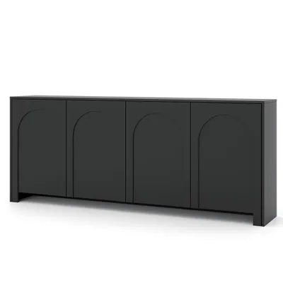 Zdjęcie produktu dla Komoda Vento, czarna, 4 drzwi, szerokość 203,5 cm / wysokość 83 cm / głębokość 35 cm