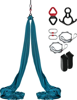 Obrázok produktu pre SucceBuy Aerial Silk & Yoga Swing, 7,9 m, sada hojdacej siete z nylonovej tkaniny 100 g/m² s kompletným montážnym príslušenstvom, jednoduchý návod na montáž, antigravitačné lietanie pre všetky úrovne fitness a kulturistiky, zelená farba