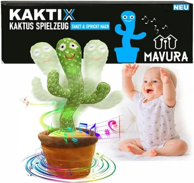 Obrázek produktu pro KAKTIX kaktus tančící mluvící kaktus zábavná plyšová hračka, mluví, hraje, zpívá a nahrává - originál!