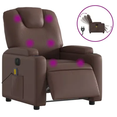 Image de Fauteuil de massage inclinable électrique marron similicuir