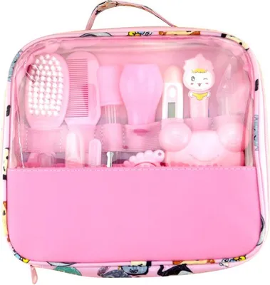Produktbild von Baby Grooming Set, Healthcare Kit-13Pcs, Thermometer Maniküre Set Baby Nagelpflege Baby Haarbürste für Neugeborene, Kleinkind (Pink)