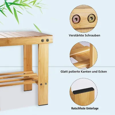 Produktbild von Bambushocker Fusshocker Schemel 27x23x25cm Sitzhocker Beistelltisch