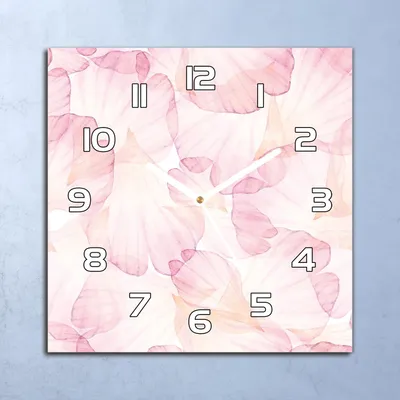 Produktbild von Deko Glasuhr Wanduhr 30x30 Rosa Blütenblätter Quarz Küchenuhr Bürouhr