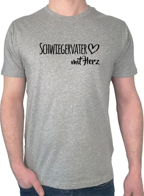 Produktbild von Huuraa Herren T-Shirt Schwiegervater mit Herz L Sport Grey Bio Baumwolle Fairtrade Herrenshirt Geschenkidee