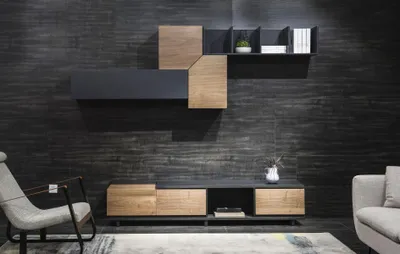 Image de Meubles TV Meubles de rangement Étagère Séjour Mur Side Low Board Étagères bois design Armoires