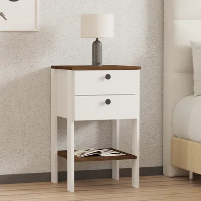 Immagine prodotto di Skye Decor, Ruzisa - Bianco, Noce, Comodino, Bianco, 100% PANNELLI DI PARTICELLE RIVESTITI IN MELAMMINA, 44 x 44 x 75 cm