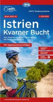 Produktbild von BVA ADFC Radtourenkarte Istrien Kvarner Bucht, mit Tagestourenvorschlägen, 1:100.000