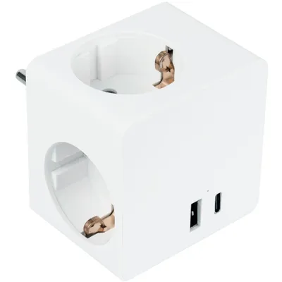 Produktbild von Steckdosenwürfel 3-fach, 2x USB, Steckdosenleiste
