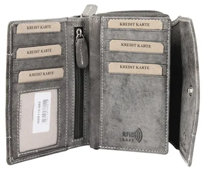 Produktbild von Akzent 300113-003 Damen Geldbörse aus Echtleder in grau 14 x 9 x 4 cm