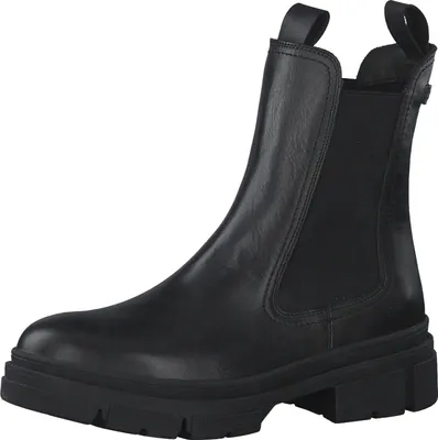 Produktbild von Tamaris Damen Stiefelette Chelsea Boot Leder Glattleder Stretch 1-25901-29, Größe:37 EU, Farbe:Schwarz