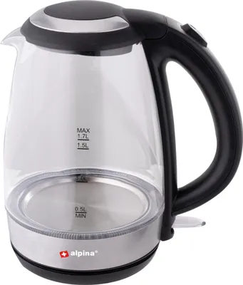 Produktbild von alpina Wasserkocher Elektrisch LED Glas Edelstahl Schnurlos 1,7 Liter
