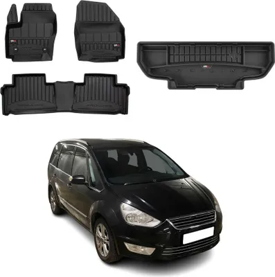 Image de Kit Tapis de Sol et Coffre pour Ford Galaxy 2006-2015 en Caoutchouc Noir