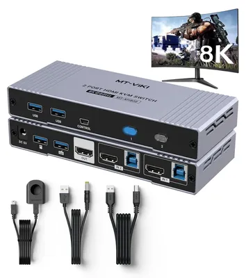 Immagine prodotto di KVM Switch MT-VIKI 2 porte HDMI 2.1 8K@60Hz USB 3.0 HDCP 2.3 HDR con telecomando