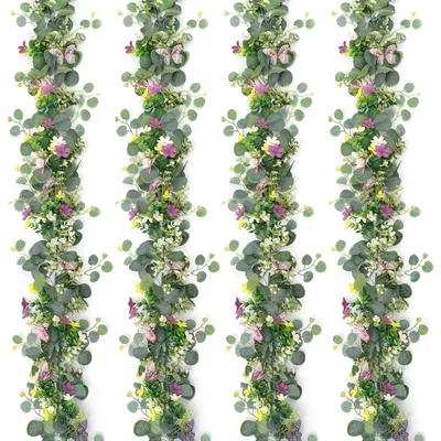 Immagine prodotto di 4 ghirlande di fiori artificiali con farfalle e margherite