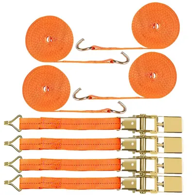 Produktbild von Spanngurte mit Ratsche 4 Stück 25 mm x 5 m Tragfähigkeit 800 kg Haken Ratschengurt Ladungssicherung