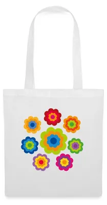 Produktbild von Spreadshirt 70er Jahre Hippie Flower Power Kostüm Blumen Fasching Stoffbeutel, One size, Weiß
