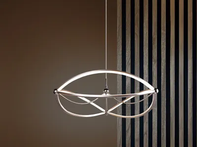 Produktbild von Große LED Pendelleuchte CHARIVARI Silber matt, Ø 62cm