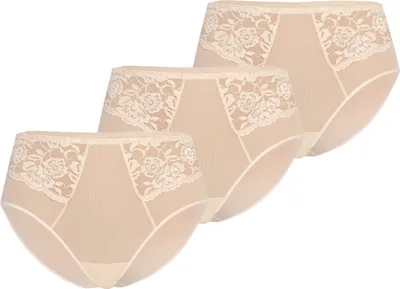 Produktbild von Teyli 3er Pack: Hohe Taille Slip mit floraler Spitze Vida Female 334-3 beige 3XL