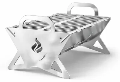 Image de LogistSystem, grill pliable pour camping, en acier inoxydable, modèle STRONG, épaisseur 2 mm – Grill pliable et robuste en acier inoxydable, dimensions 505 x 296 mm – Grill pliable pour camping