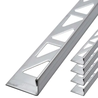 Zdjęcie produktu dla Dalsys 5x listwa do płytek 2,5 m x 8 mm, profil do płytek ze stali nierdzewnej, profil w kształcie litery L, szczotkowany, profil do płytek