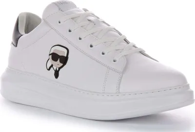 Produktbild von Karl Lagerfeld K Ikonik NFT Kapri Herren Schnürung Leder Turnschuhe Weiß Schwarz – 10 Großbritannien - 44 EU - 11 US / Weiß schwarz