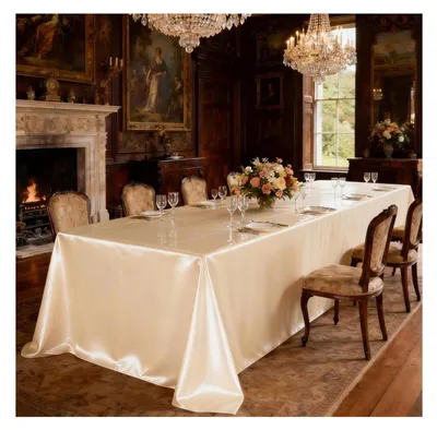 Immagine prodotto di Tovaglia rettangolare in raso color champagne, dimensioni 160 x 30 cm