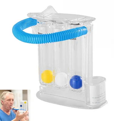 Produktbild von Atemtrainer mit 3 Bällen, Lungentrainer für Atemtherapie, einstellbarer Widerstand, für Logopädie und Sport