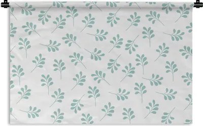 Produktbild von MuchoWow® Wandteppich Wandbehang Blätter - Muster - Blau 60x40 cm Tapisserie Dekoration Wandtuch - Wanddekorationen