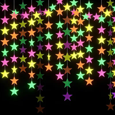 Productafbeelding van Glittersterrenslingers, goud, 4 meter, 2 stuks, feestdecoratie, verjaardag