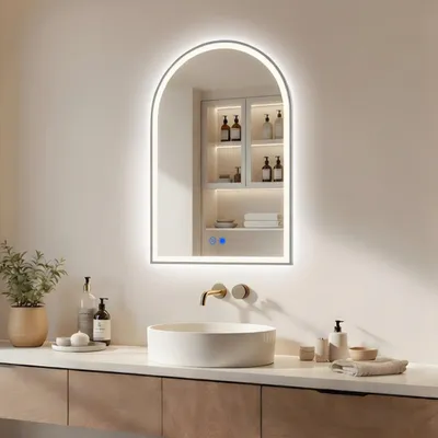 Produktbild von ARTFORMA LED Badspiegel Bogen 60x90 cm silber mit Touch und Antibeschlag