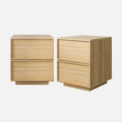 Produktbild von sweeek - 2er-Set Nachttische mit Holzlook und 2 Schubladen - Natur